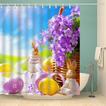 Vajcia s Ovocím Sprchový Záves Set s 12 Háčiky Prírodné Rastliny Kúpeľňa Dekorácie Umývateľný Polyester Textílie