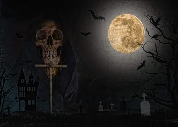 Dephoto Fotografie Tmavé Pozadie Rozmazané Cintorín smrtka Halloween tému Pozadie Profesionálne Fotografie Pozadí štúdio