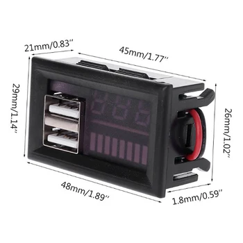 12V Digitálny Voltmeter Napätie Batérie Panel Meter pre Auto, Motocykel USB 5V 2A Výstup