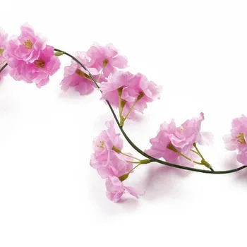 2 m Dlhá, Hodvábna Sakura Cherry Blossom Viniča Svadobná Výzdoba Klenby Rozloženie Domovskej Strany Ratan Stene Visí Veniec Veniec Slingers