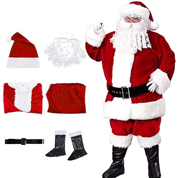 Santa Claus Vianočný Kostým Santa Vyhovovali Zlato Velvet Santa Obleky pre Dospelých, Kostým Santa na Vianoce Remeslá