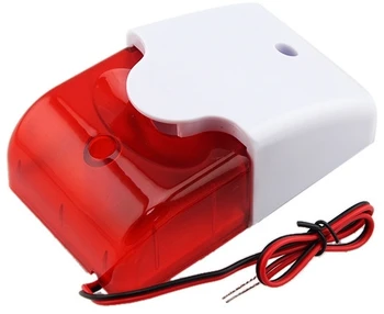 50pcs Mini Červená Strobo Siréna Vnútorné Vonkajšie Káblové Zvuk 110dB Poplachu Siréna s Strobo bleskové svetlo 12V DC Pre Poplachový Systém