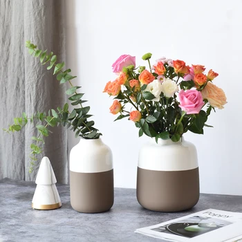 1pc Multicolor Keramická Váza, Biela a Šedá Porcelánu Kvetinové Vázy Domova Vody Výsadbu Kontajner