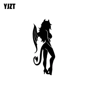 YJZT 5.6*13.7 CM Módne Teplej Obrázok Diabol Sexy Dievča Vinyl Odtlačkový Čierna/Strieborná Nula Vady, Módny Dizajn, Auto Nálepky, C20-0548