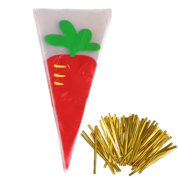 100ks Rozkošný Mrkva Vzor Candy Tašky Trojuholníkové Vaky na Balenie Popcorn Tašky