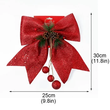 Červené Veľké Vianočné Luk Venček Vianočný Strom Embellishment motýlik pre Svadobné Slávnosti Nový Rok Dekorácie, Party Darček