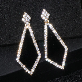 2018 Nový Štýl Deisgn Jednoduché Geometrické Náušnice Brincos Luxusné Crystal Dlhé Náušnice Kvapka Pre Ženy Fashion Party Šperky WX071