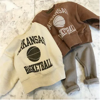 2020 jeseň oblečenie pre chlapcov a dievčatá v Európskych a Amerických basketbal písmená tlačené fleece sweater20D719