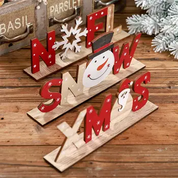 2020 Vianoce, Vianočné Dekorácie, Drevené Písmená Dekorácie Ploche Tlač Tabuľky Dekor Santa Doložka Ornament