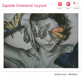 Miaodu Diamond Maľovanie 5D Diy Žena Plný Vrták Diamond Výšivky Motýľ Cross Stitch Domova Remeselníci