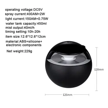 450mL zvlhčovanie loptu s lampou aromaterapia elektrické difúzor Mini USB zvlhčovač vzduchu