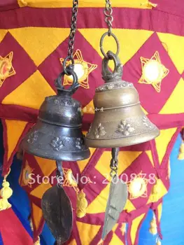 HDC0755 Nepál Antiqued Bronz Veterné Zvonkohry pár,75*61mm,Stredný dom dekor umenie Windbells