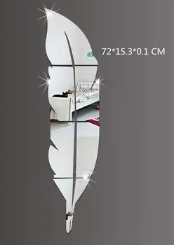 Žena, Akryl Striebro 3D Pierko Oblak Oblak Krásy Domova Žijúcich 72 X 15.3 X 0,1 cm Odtlačkový Zrkadlo Dekor Moderné DIY Vymeniteľné