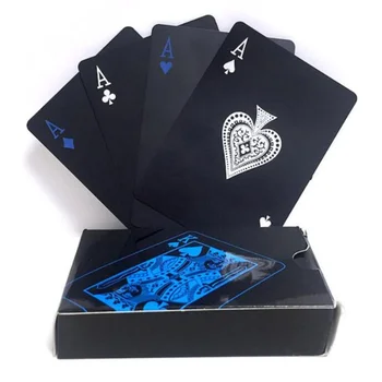 1set PVC Poker Nepremokavé Plastové Hracie Karty, Nastaviť, Čierna Farba, Pokerové Karty, Sady Klasické Magické Triky Nástroj, Poker, Hry