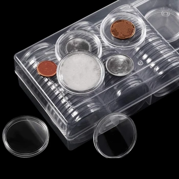 40 mm Mince Kapsule na Mince Prípade Mince Držiteľa Skladovanie Nádoba s úložným Organizátor Box na Mince Zberné Dodávky (60 Ks)