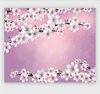 Vlastné tapetu tvorivé ručne maľované romantický cherry blossom dekorácie nepremokavého materiálu