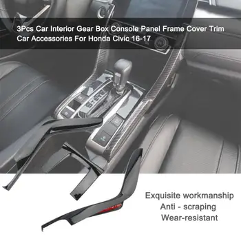 3ks na ľavej strane jazdy Interiéru Vozidla Gear Box Console Panel Rám, Kryt Výbava Auto Príslušenstvo Pre Honda Civic 2016 2017