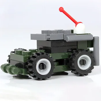 1Pcs Módne Mini Armádu, Vojenský Tank Zostavené Modely Stavebných Blokov HOBBY Ručné Modelu Vozidla Tehly Deti Hračky