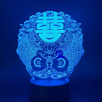 3D Lampa Ibištek Čínsky Svadbu Najlepší Darček pre Milovníkov Dotykový Snímač Prispôsobené pre Nočné Dekorácie Led Nočné Svetlo Lampy