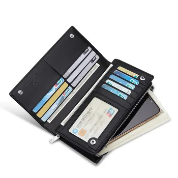Kožené dlhé pánske peňaženky vysoký stupeň držiteľa karty zips kabelka multi funkcia veľkú kapacitu Mince Peňaženky Karty Kryt