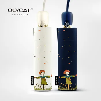 OLYCAT automatický dáždnik skladací dáždnik malé mini dáždnik dážď ženy, deti dáždnik strašiak vetru dáždnik uv dáždnik