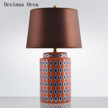 Európskom štýle pastoračnej farba keramická stolná lampa štúdia spálňa nočná lampa moderného kreatívneho maľované LED dekoratívne stolná lampa