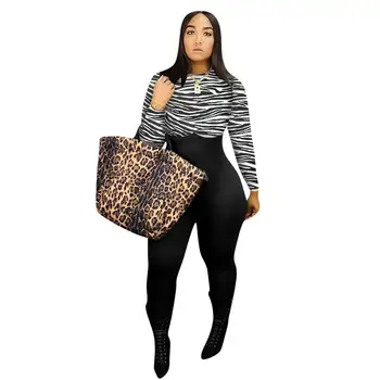 Európa je Nové Sexy Leopard Tlač slim fit jumper módne o-krk dlhý rukáv dámske tričko nohavice
