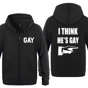 Ja si Myslím, že je Gay Vtipné Mikiny Mužov 2018 Mužov Zips Fleece Vesty s Kapucňou Mikiny