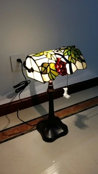 FUMAT vitráže stolná Lampa Hrozna Tienidlo Klasické Lampy Dekor Stručný Svietidiel Pre Obývacia Izba Lampa Nočný Stolík Svetlá