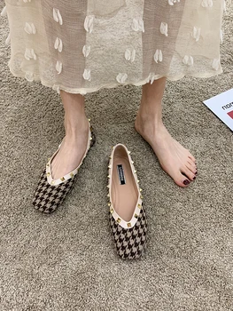 Plytké úst dámske topánky na jar 2021 nový bežné mäkké-soled koberčeky nit ploché topánky