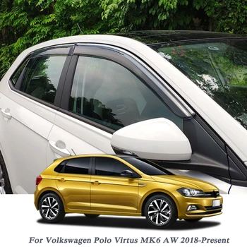 Auto Styling Vonkajšie Markízy, Prístrešky Okno Clony proti oslneniu Slnkom, Dažďom Štít Nálepky Kryty Pre Volkswagen Polo Virtus MK6 AW 2018-2020