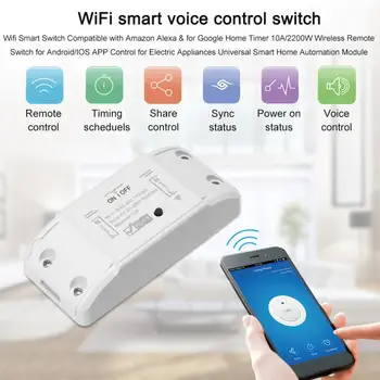 Tuya WiFi Smart Switch 10A/2200W Bezdrôtový Diaľkový Spínač Časovač APLIKÁCIE Ovládanie Inteligentných Domov Pre Amazon Alexa Google bytové Doplnky