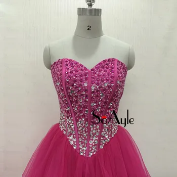 SoAyle Reálny Obraz Vestidos de Cocte plesové Šaty 2017 Koktejlové Šaty Mini Krátke Šaty Milú, Lištovanie Hot Pink Šaty