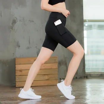 Sexy dámske Šortky Jogy Bočné Vrecká Fitness Beží Úsek Tesný Rýchle Sušenie Potu Nohavice Cvičenie Šortky Ženy Capris