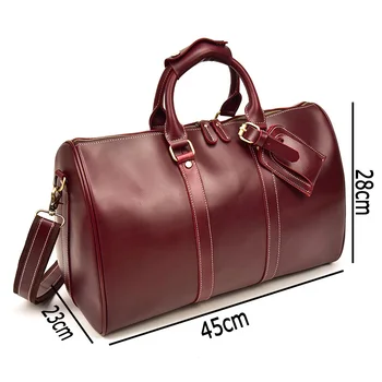 Móda Ženy Cestovná Taška Veľká Kapacita Originálne Kožené Cestovné duffel Červený olej, vosk kožené batožiny obchodné tašky cez rameno, kabelka