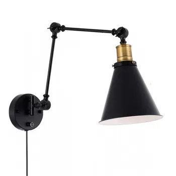 60W, Čierne Nastaviteľné Vintage LED Nástenné svietidlo Loft Priemyselné Nástenné Svietidlá, Retro Posteľ, Nočné Svetlo E27 110V