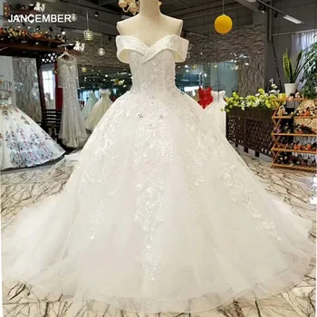 LS084631 slonoviny svadobné šaty jednoduché ramena čipky späť lištovanie top elegantnej čipky svadobné šaty pre svadobné