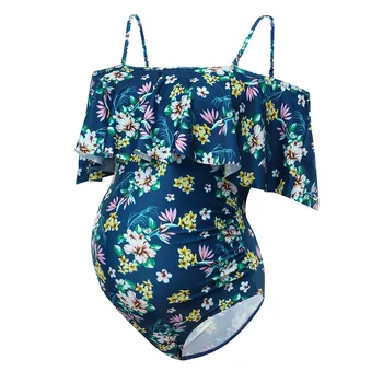 Materstvo Ženy Kvetinový Tlač Bikín, Plavky, Plážové Oblečenie Tehotné Oblek
