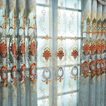 Závesy pre Obývacia Izba Záclonka pre Spálne Vlastné Európskej Ženilkové Villa Dvere s oknami s Dutým Vyšívané Záclony