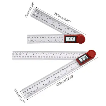 300 mm/200 mm Digitálny Uhlové Pravítko Inclinometer Goniometer Uhlomeru Uhol Vyhľadávanie