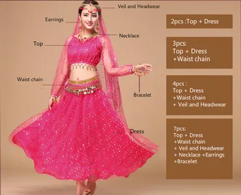 Nový Príchod Bollywood Dance Kostýmy India, Brušný Tanec Kostýmy 6 Farieb pre Ženy Výkon Praxe Ženy, Brušný Tanec