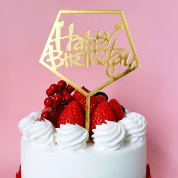Akryl Tortu Vňaťou Zlaté Ružová Happy Birthday Akryl Tortu Vňaťou Deti Narodeninovej Party Cake Decoration Strana Navrhne Dekorácie