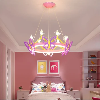 Krásne deti miestnosti LED luster princezná izba lampa motýľ koruny tvorivé cartoon ochrana očí dievča, izba spálňa lampa