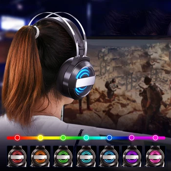 Káblové Stereo Gaming Headset Šumu LED Svetlo Priestorový Zvuk Slúchadiel 2020
