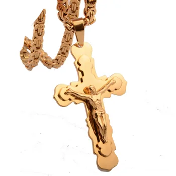Pánske Šperky, Prívesok Náhrdelník Vysokej Kvality Zlatá Farba Nehrdzavejúcej Ocele Cross Prívesok Byzantskej Náhrdelník 18-30