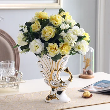 Elegancia a luxus páva váza, Domáce dekorácie, svadobné darčeky pre obývaciu izbu a jedáleň dekorácie
