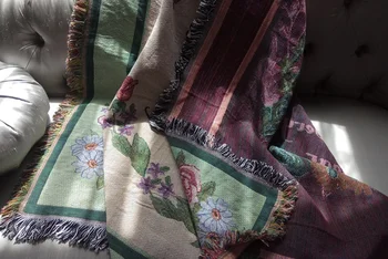 Vintage Voľný čas Hrubé bavlna asfaltový koberec hrubé vidiecky štýl obojstranná deka posteľ kryt gauč uterák Gobelín Vintage Dekor