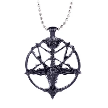 Móda Pentagram Pan Boh Lebky Kozie Hlavy Náhrdelník Prívesok Šťastia Satanizmu Okultné Kovové Vintage Strieborné Pozlátené Star Náhrdelník