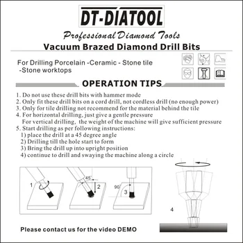 DT-DIATOOL 2 ks 30 mm Vŕtanie bitov Suché Vysávače Brazed diamantové vrtné jadro bitov pre Mramor, žula dlaždice Otvor videl s M14 závit