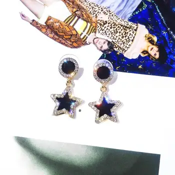 Black Star Drop Náušnice Pre Ženy 2019 Nové Šperky Drahokamu Jednoduché Náušnice